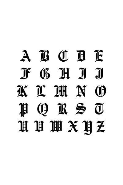 Free Printable Alphabet Letters: Old English Calligraphy Letters