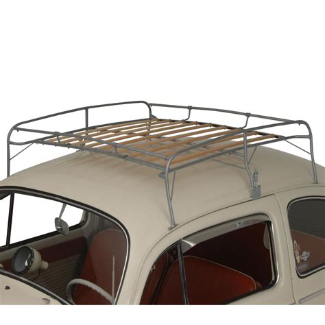 Air Cooled VW 1952-1977 Beetle Sedan Roof Rack Silver Powder Coat Wood ...