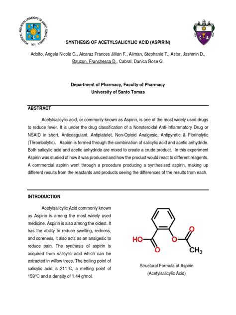 Experiment 12 (Synthesis of Acetylsalicylic Acid) | Aspirin | Acetic Acid