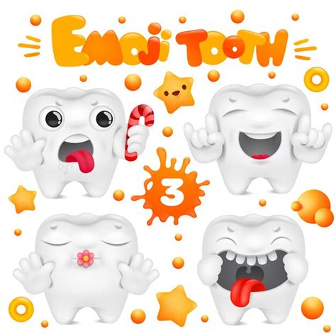 Premium Vector | Tooth cartoon emoji character in various emotions ...