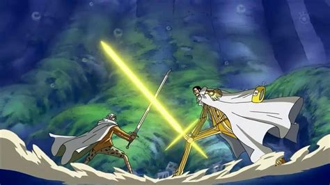 One Piece Admiral Kizaru vs Rayleigh. - YouTube