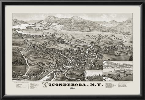 Ticonderoga NY 1884 Restored Map | Vintage City Maps