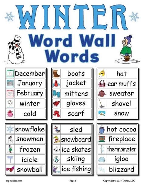 30 Winter Word Wall Words | Winter words, Word wall, Kindergarten ...