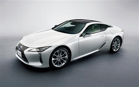 Download wallpapers Lexus LC 500h, 2017, White sports car, white Lexus ...