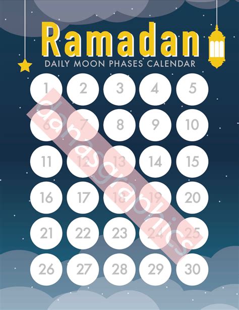 Ramadan Moon Phases Calendar | Etsy