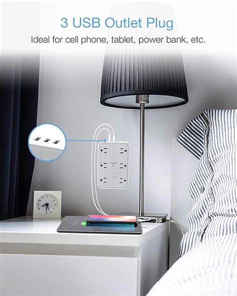 Wall Outlet Extender with 3 USB Multi Outlet for Home Bathroom Dorm ...