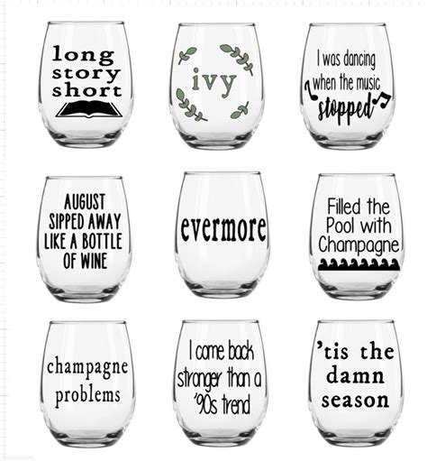 Taylor Swift Wine Glass Evermore Wine Glass Quote Quote Wine Glass ...