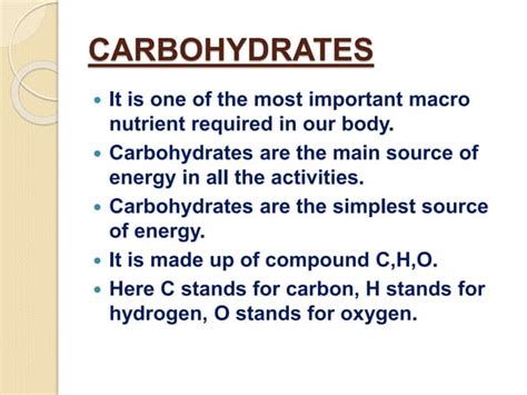 Carbohydrates functions and sources | PPT