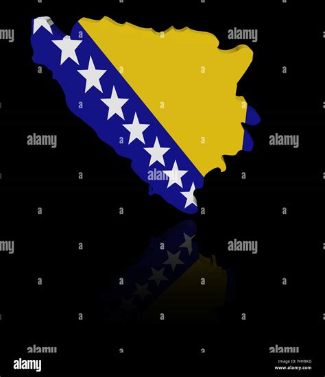 Bosnia map flag with reflection illustration Stock Photo - Alamy