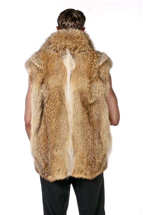 Coyote Mens Zippered Vest – Natural Coyote Vest | Madison Avenue Mall Furs