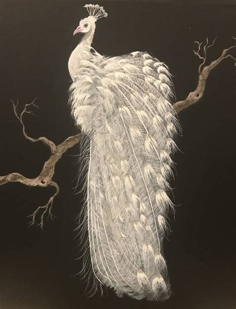 White Peacock Painting | Original animal painting, Animal paintings ...