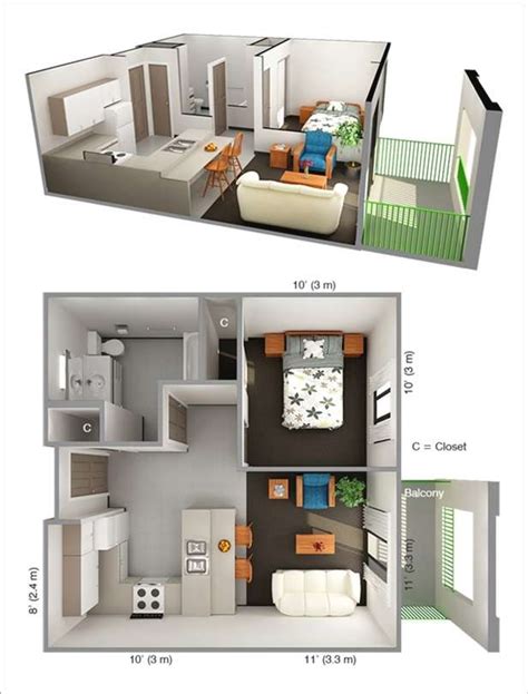 Small One Bedroom Apartment Floor Plans - Bedroom Apartment Plans Floor ...