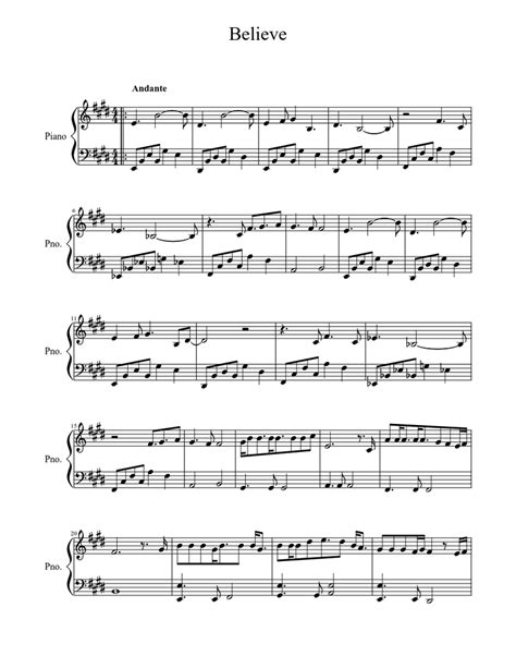 Believe - Polar Express Sheet music for Piano (Solo) | Musescore.com