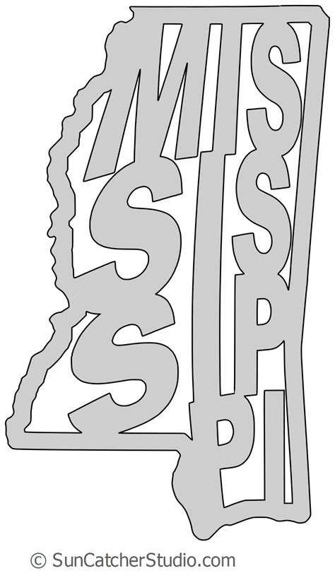 Mississippi – Map Outline, Printable State, Shape, Stencil, Pattern ...