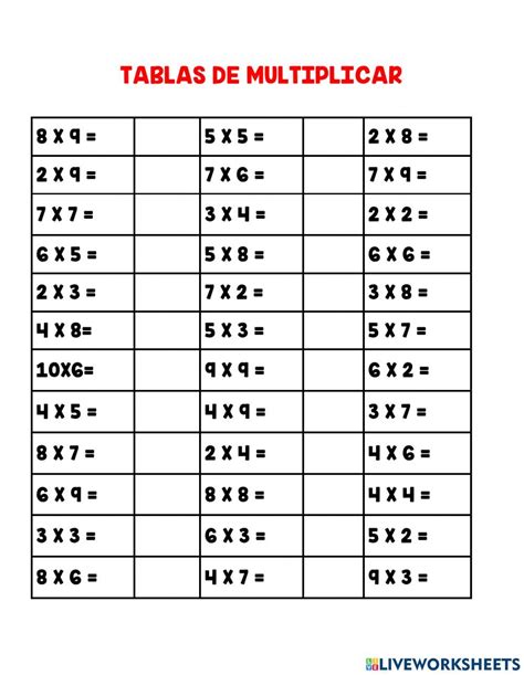 Actividad interactiva de Tablas de multiplicar salteadas in 2022 ...