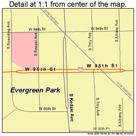 Evergreen Park Illinois Street Map 1724634