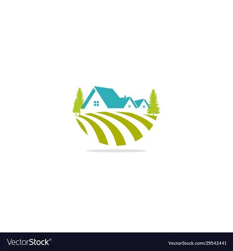 Home village landscape nature logo Royalty Free Vector Image