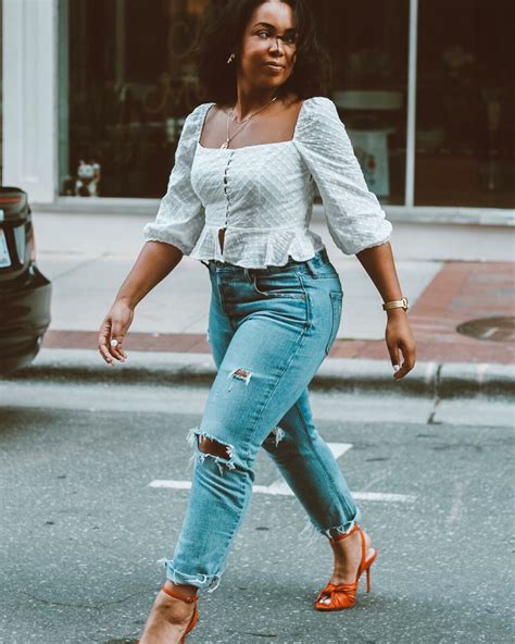 CLASSICS: EYELET BLOUSE & ORANGE HEELS — Robinson Style | Orange heels ...