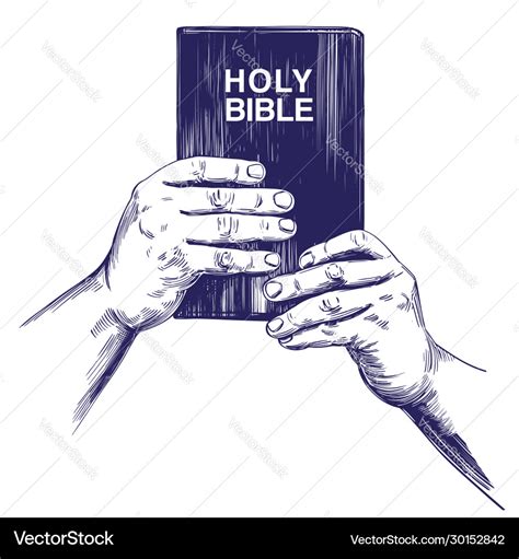 Hands holding holy bible gospel doctrine Vector Image