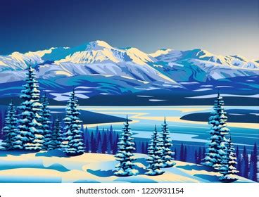 Winter Landscape Handmade Drawing Vector Illustration Stock Vector ...