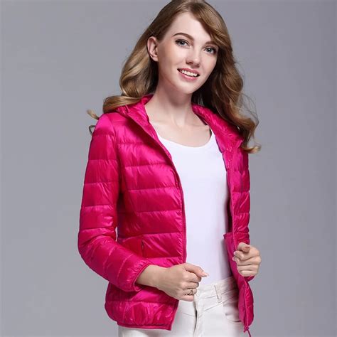 Winter Women Ultra Light Down Jacket 90% Duck Down Hooded Jackets Long ...