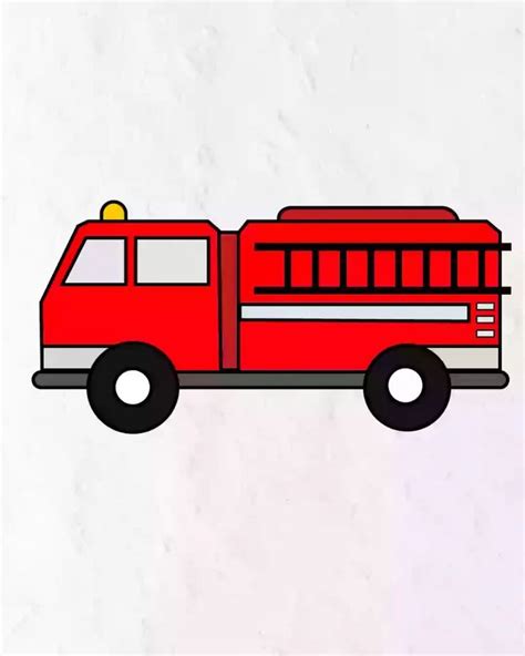 How to Draw Fire Truck in Simple and easy Steps Guide. | Fire trucks ...