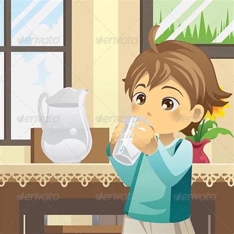 Thirsty Cartoon and Kid Graphics, Designs & Templates | Kids graphics ...