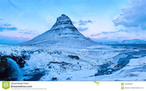 The Kirkjufell Mountain in Winter at Twilight, Snaefellsnes , Iceland ...