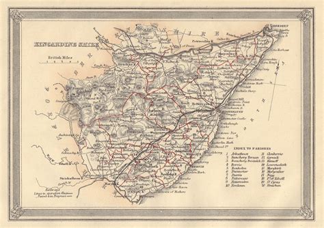 Decorative antique county map of Kincardineshire, Scotland. FULLARTON 1866