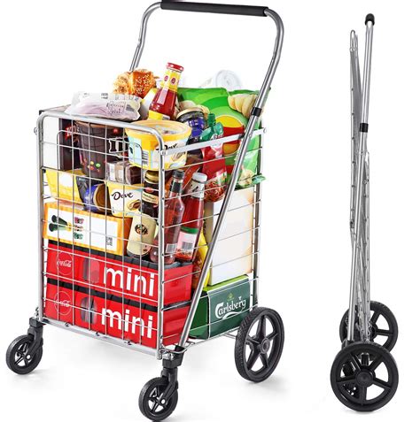 Wellmax Grocery Shopping Cart with Swivel Wheels, Foldable and ...