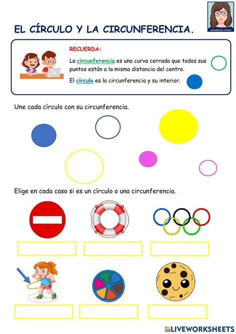 Ficha online de La circunferencia y el círculo para 2º PRIMARIA. Puedes ...