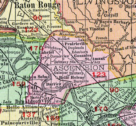 Ascension Parish, Louisiana, 1911, Map, Rand McNally, Donaldsonville ...