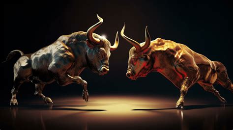 Bull Vs Bear A Stock Market Battle In 3d Illustration Background, Bull ...