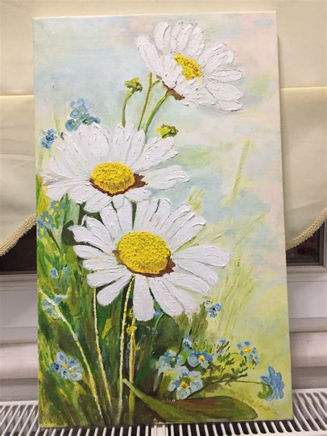 Daisy painting, Flower art painting, Painting