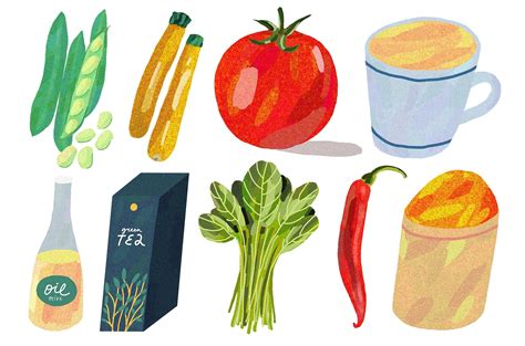 Healthy Food Illustration Set by Anny on @creativemarket Menu Design ...