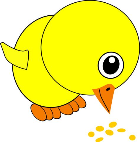 Clipart - Funny Chick Eating Bird Seed Cartoon