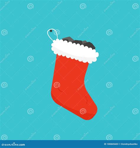 Christmas Stocking Full of Coal Stock Vector - Illustration of bumpy ...