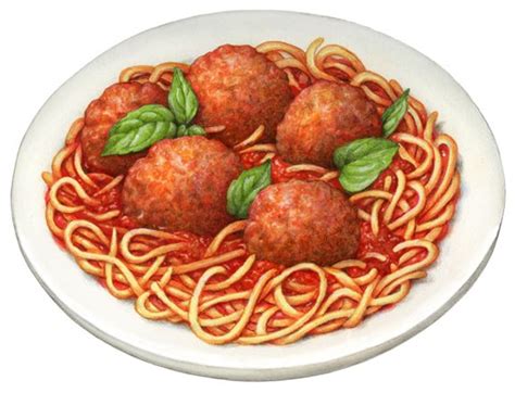 Illustration of a Plate of Spaghetti | Aesthetic food, Food, Food doodles