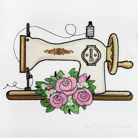 Sewing Machine With Roses Machine Embroidery Design 4 Sizes - Etsy