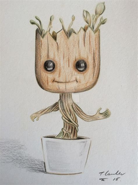 Dancing baby Groot colour pencil drawing by billyboyuk on DeviantArt ...