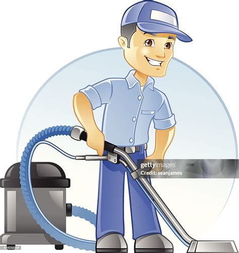 Carpet Cleaning Professional With Vacuum High-Res Vector Graphic ...