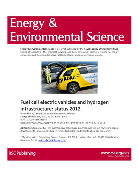 (PDF) Fuel cell electric vehicles and hydrogen infrastructure: Status 2012