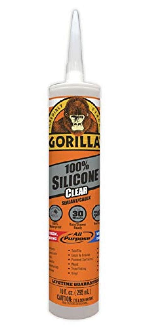 Gorilla Clear 100 Percent Silicone Sealant Caulk, Waterproof and Mold ...