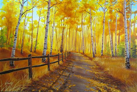 "Golden Forest" , Autumn Aspens, Birch Trees, Autumn Forest Painting ...