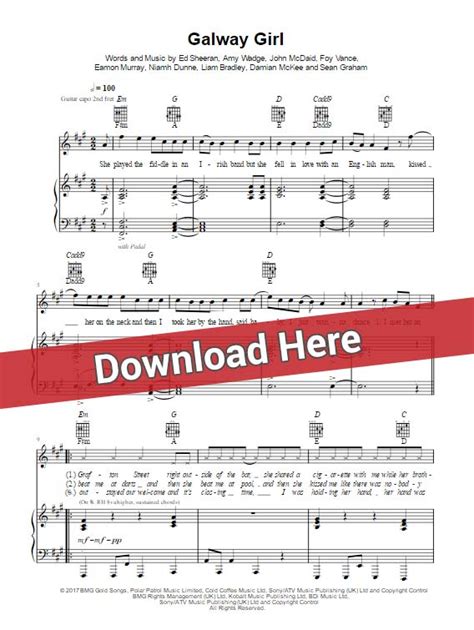 Ed Sheeran - Galway Girl Sheet Music, Piano notes, Chords