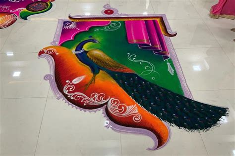 20+ Peacock Rangoli Designs That You Can't Take Your Eyes Off (2023)