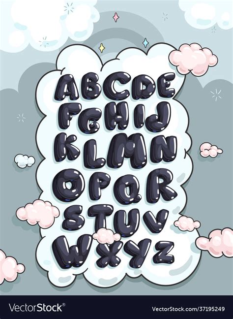 Cartoon bubble alphabet Royalty Free Vector Image