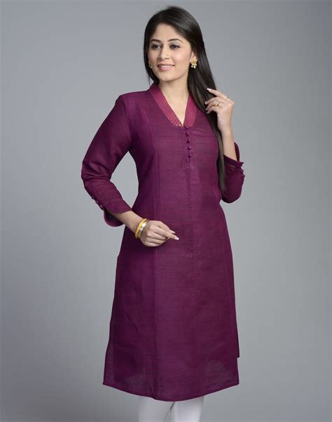 Silk Matka Brocade Trim Long Kurta | Designs for dresses, Cotton kurti ...