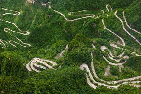 Mountains Road in Tianmenshan Nature Park - China Stock Image - Image ...