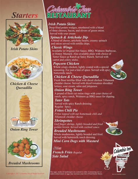 Menu — Columbia Inn Restaurant Menu